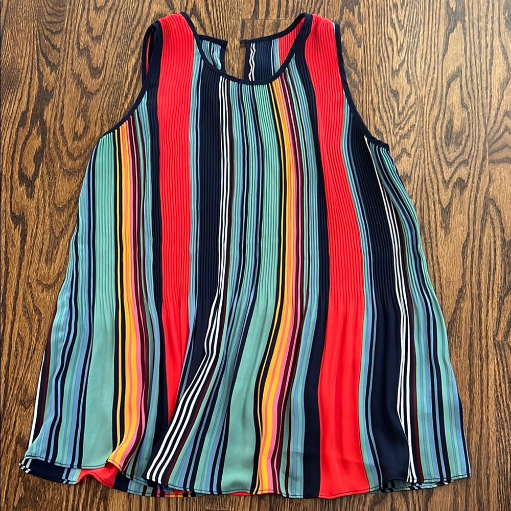 Red and Blue Sleeveless Relaxed Tank Top